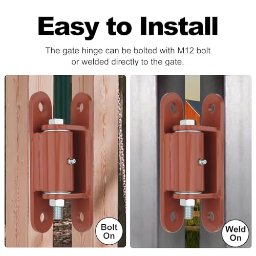 7" Heavy Duty Gate Hinges, 1100 lb, Orange 2 Pack, Face-Mount Bolt/Weld-On - size: 2150P