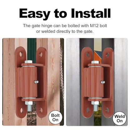 7" Heavy Duty Gate Hinges, 1100 lb, Orange 2 Pack, Face-Mount Bolt/Weld-On - size: 2150P