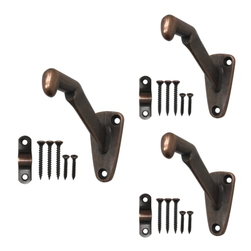 Handrail Bracket Heavy Duty Wall Mounted Antique Bronze V Style, 3 Pack | HOWTOOL - color: Antique Bronze