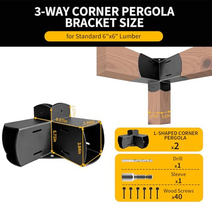 1Pcs 3-Way Pergola Brackets Corner Post Conector 4x4 - style: 3-Way Corner