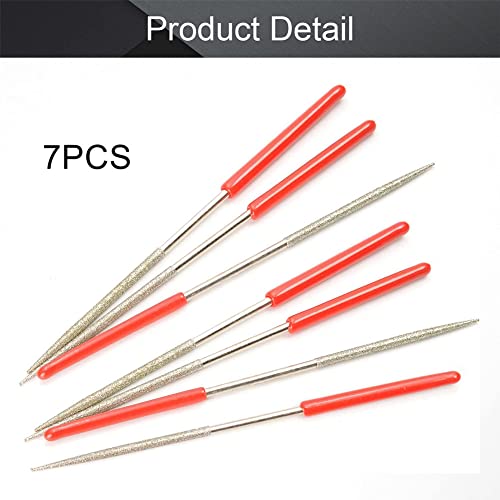 Utoolmart 7Pcs 2mm x 100mm Round Diamond Needle File Set 150 Grits - size: 2mm x 100mm