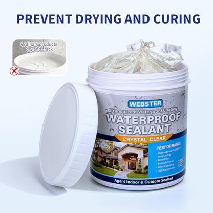 Transparent Waterproof Coating, 35 oz（2.2 lb） Invisible Sealant,Transparent Leak Proof Coating for Roof, Wall, Bathroom, Indoor & Outdoor