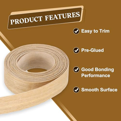 uxcell 1 Inch x 15ft Wood Veneer Edge Banding, Pre-Glued Flexible Ash Edging Strips, Iron on with Hot Melt Adhesive Wood Tape for Cabinet Repair and Furniture Restoration - size: 1 Inch x 15ft