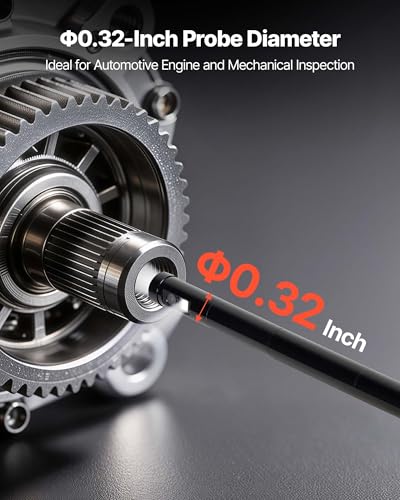 VEVOR 360° Borescope with Innovative 360° Motorized Rotation Probe, 5" 16.4FT Endoscope Inspection Camera, 1080P HD Rigid Snake Scope Cam for Wall Automotive Engine Inspect - size: 5" - 16.4 ft Length