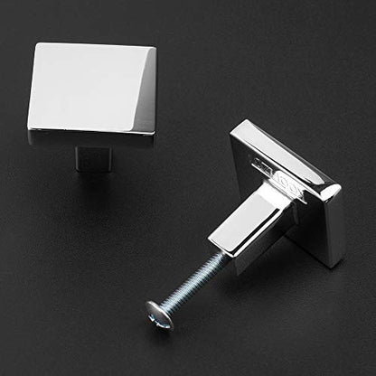 KOOFIZO 10 Pack Polished Chrome Cabinet Knobs Square Single Hole Pulls K03 - color: Polished Chrome, size: Knob 1 - 10Pcs