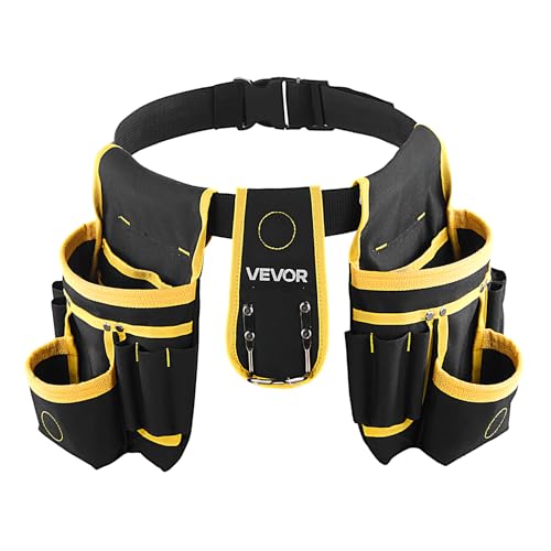 VEVOR Tool Belt, Magnetic Tool Pouch for Men, 28 Pockets Heavy Duty Adjustable Utility Belt Detachable Work Bag for Electrician, Carpenter, Construction, Work Apron Organizer, Waist Adjust 31 to 48in - size: 28 Pockets