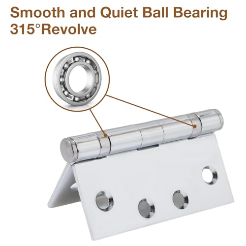 TDCHINGES Commercial Heavy Duty Door Hinges Polished Chrome 4" x 4.5" NPR - color: Polished Chrome, size: 1 Pack-BB