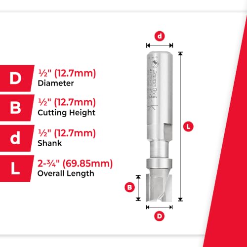 Amana Tool 47228-S Carbide Tipped Flush Trim Plunge Template 1/2 D x 1/2 Inch CH x 1/2 SHK w/Upper Ball Bearing Router Bit - size: 1/2 D x 1/2 Inch CH x 1/2 SHK