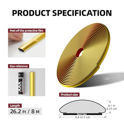26.2Ft Peel and Stick Wall Molding Trim Gold - color: Gold, size: 26.2 Ft