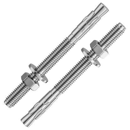 Wensilon 50Pcs 1/4x4 Inch Standard Fasteners for Heavy-Duty 304 Stainless Steel Wedge Anchors for Cement and Concrete - size: 1/4x4"