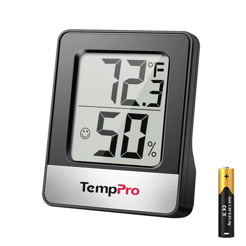 TempPro TempAir Digital Hygrometer Indoor Thermometer - color: Black Indoor Thermometer
