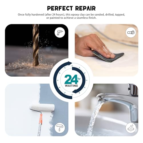 Epoxy Putty - 400g Fast Repair White AB Epoxy Clay, High Strength 2 Part Filler Fix Leaks, Cracks, Filling, Multi-Purpose Sculpt Clay for Metal, Ceramics, Plastic, Wood, Tile, Concrete - color: 400g White