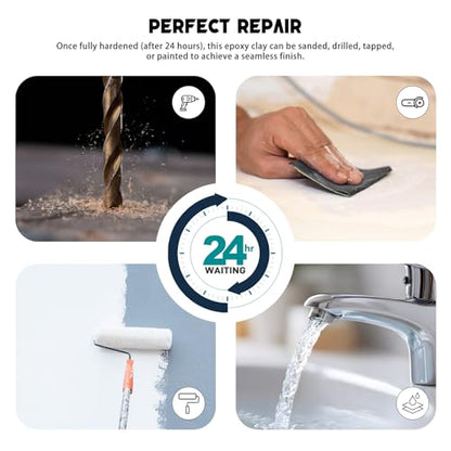 Epoxy Putty - 400g Fast Repair White AB Epoxy Clay, High Strength 2 Part Filler Fix Leaks, Cracks, Filling, Multi-Purpose Sculpt Clay for Metal, Ceramics, Plastic, Wood, Tile, Concrete - color: 400g White
