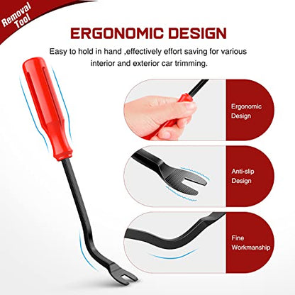 Nilight 8pcs Auto Trim Removal Tool Set No-Scratch - color: Red, size: 8Pcs