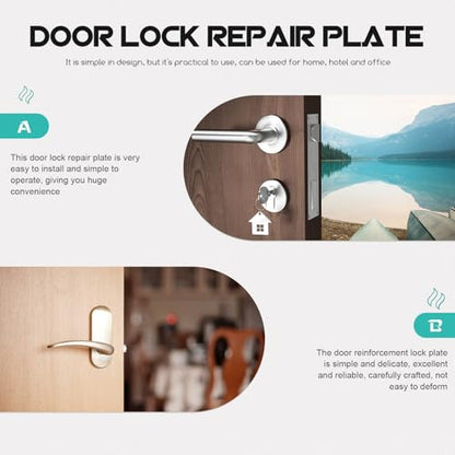 2pcs Stainless Steel Door Strike Plate and Reinforcement Kit for Lock Repair and Door Knob Support Garage and Home Replacement