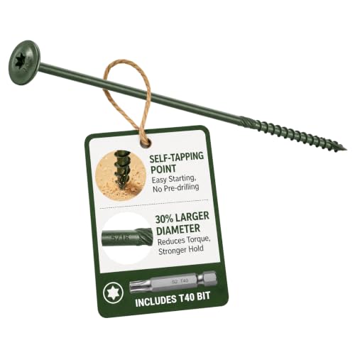 #17 x 15.7 Inch Structural Wood Screws, 5/16 Heavy Duty Timber Screws,25PCS - size: #17 x 15.7"