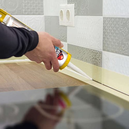 Kraken Bond White Silicone Sealant Waterproof% 100-10 fl oz Cartridge - RTV Silicone Caulk Kitchen and Bathroom, All Purpose, Window Caulking Sealant Outdoor Exterior Use Silicon, Gun Incl - 12 Pack - size: RTV Silicone White + Gun