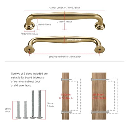 TUNNY 10 Pack Cabinet Handles-5"/128mm Screw Spacing Champagne Bronze Furniture Hardware Handles for Kitchen Cabinets Bedroom Dresser Wardrobe Cabinet Pulls - color: Champagne Bronze, size: 5"(128mm)Hole Center-10Pcs