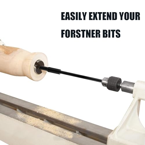 7 Inch Forstner Bit Extension for 3/8'' Round Shank Black Hole Saw Drill Chuck Extension Adding 5-3/4 inches Drilling Depth to Forstner Drill Bit for Wood Turners Furniture Carpentry - size: 7'' Long for 3/8'' Round Shank
