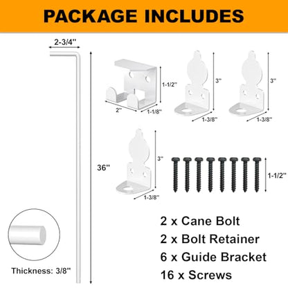36" Cane Bolt Drop Rod for Gate, White Heavy Duty Gate Latch 2 Pack - color: 36"-White, size: 2 Pack