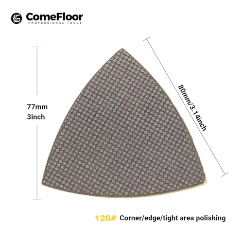 Triangular Diamond Polishing Pads for Corner Edge, Electroplated Sanding Pads for Oscillating Multi-Tools, 3’’(80mm), Grit 120, 4PCS - style: 120#
