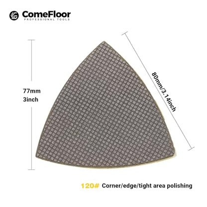 Triangular Diamond Polishing Pads for Corner Edge, Electroplated Sanding Pads for Oscillating Multi-Tools, 3’’(80mm), Grit 120, 4PCS - style: 120#