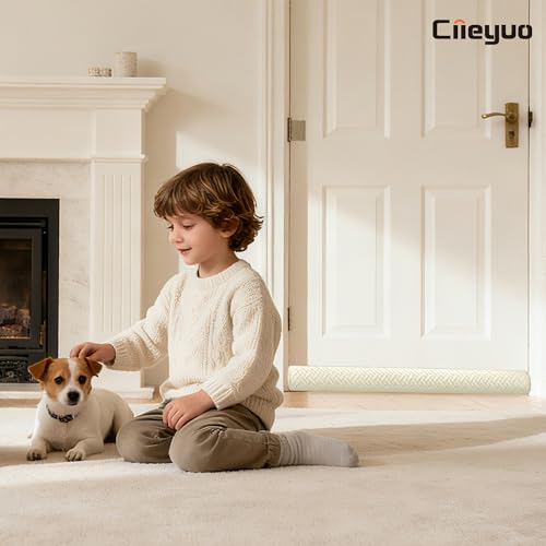 Ciieyuo Velvet Under Door Noise Stopper Draft Blocker, 30-36", Beige 2 Pack - color: White Beige, size: 2pcs[30"-36"]