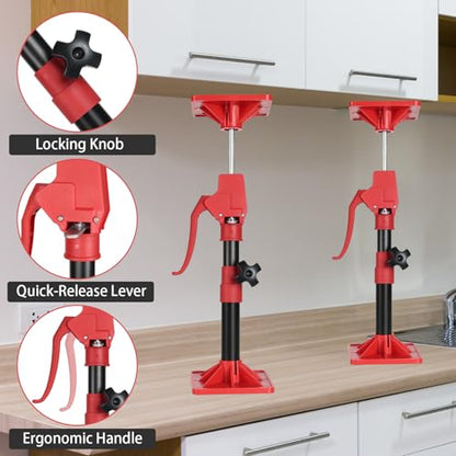 Cabinet Jacks for Installing Cabinets, 11.8" to 23.5" Third Hand Tools Adjustable Support Pole, 3rd Hand Support System for Upper Cabinet Installation, Each 78 LB Capacity, 2 Pack - size: 11.8"-23.5" | 2PC