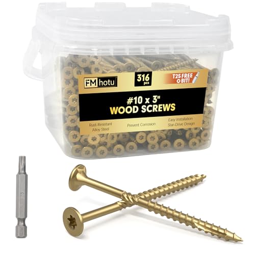 #10 x 3” Deck Screws, 316Pcs Star Drive Wood Screws - color: Gold, size: 3 Inch