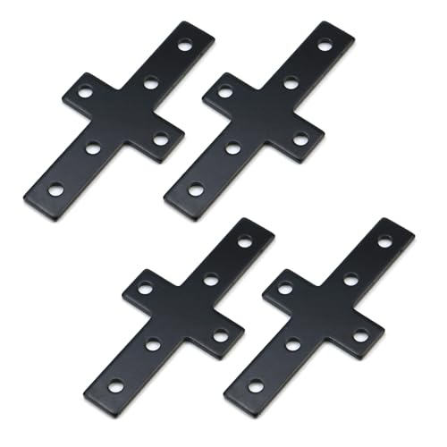 KUMGROT Cross Mending Plate, Heavy Duty Carbon Steel Flat Repair Bracket - size: 3.94", style: cross-shaped