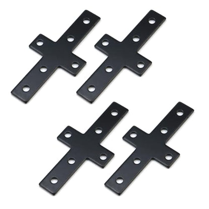 KUMGROT Cross Mending Plate, Heavy Duty Carbon Steel Flat Repair Bracket - size: 3.94", style: cross-shaped