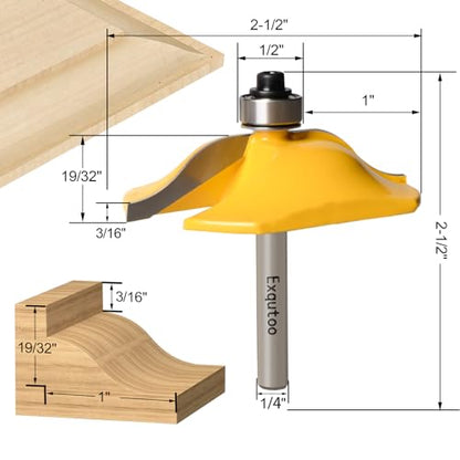 3PCS 1/4" Shank Router Bit Set,Raised Panel Cabinet Door Making Router Bits - style: 3Pcs 1/4" Shank (Tenon Joint Cutter Diameter: 1-3/4")