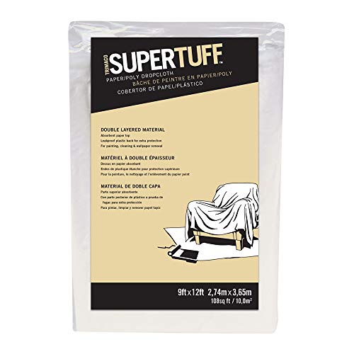 Trimaco SuperTuff Paper/Poly Drop Cloth, 9-feet x 12-feet - size: 9ft x 12ft