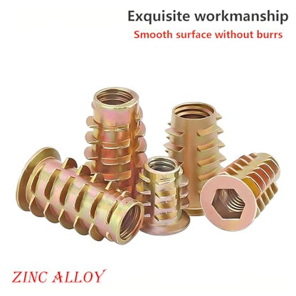 Qrity 20 Pcs Threaded Inserts, Threaded Inserts for Wood M4x15mm, Zinc Alloy Threaded Insert Nuts, Interface Hex Socket Drive - size: M4 x 15mm