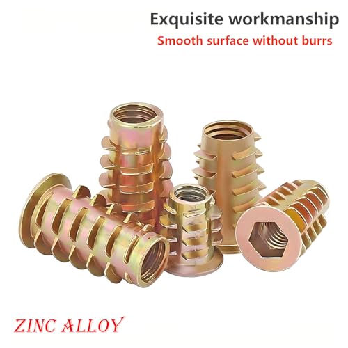 QRITY 20 Pcs Zinc Alloy Threaded Insert Nuts, M6 x 15mm, Hex Socket Drive, Woodworking - size: M6 x 15mm