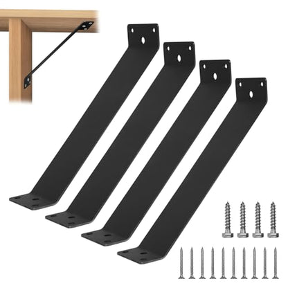 Corner Brace 4 Pcs 3" Wide Inside Mount 45-Degree Angle Connector Bracket Inside Joint for Wood Post and Beam Desk Edge Box Pergola Gazebo DIY Kit - size: 11 x 3''