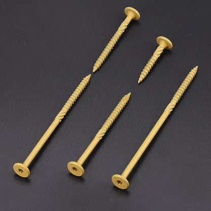 20 Pack 1/4 x 7 inch Heavy-Duty Structural Wood Screws, Star Drive, Rust Resistant Screws for Deck, Timber, Log, Landscaping, Yellow Epoxy Coated, Sharp Self Tapping Point, T30 Bit Included - color: Yellow, size: 1/4 x 7"
