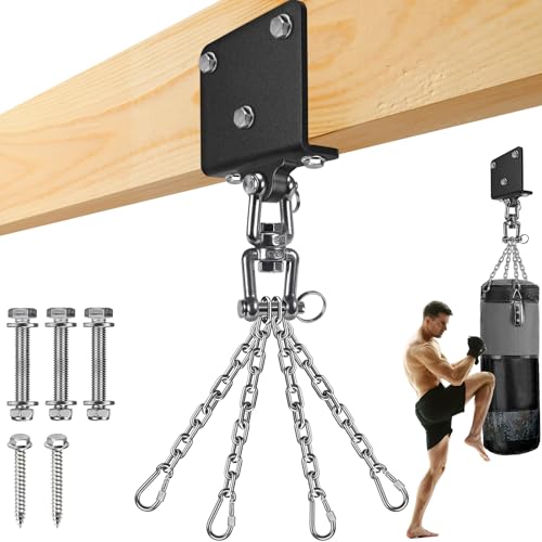 SELEWARE Heavy Duty Punching Bag Hanger, Steel I Beam Clamp for Heavy Bag - color: D: Beam Mount Punching Bag Hanger with Chain