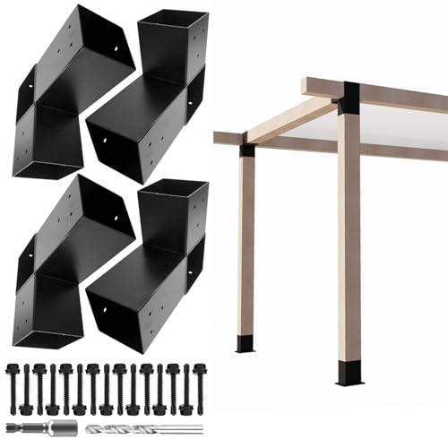 4x4 Pergola 2-Way Brackets,L-Shaped Corner Angled Design 4Pack - size: 4x4