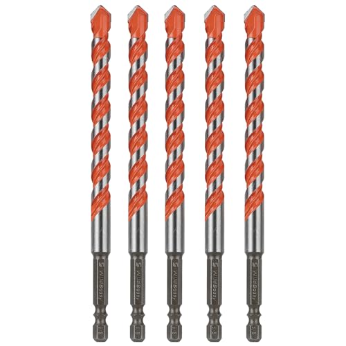Concrete Drill Bits, 3/8" Hex Shank Masonry Bits, 5PCS - size: 3/8 in