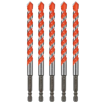 Concrete Drill Bits, 3/8" Hex Shank Masonry Bits, 5PCS - size: 3/8 in