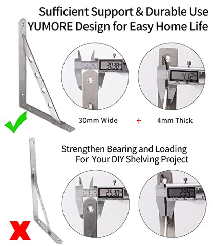 YUMORE 12 Inch Shelf Bracket, Heavy Duty L Bracket, 2 Pack - size: 12"(Soild)