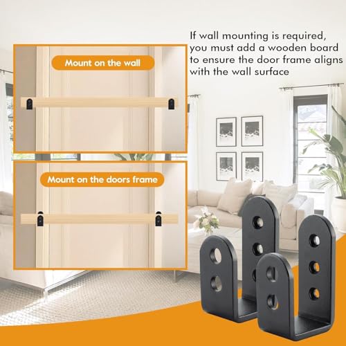 HOME MASTER HARDWARE 2×4 Door Barricade Brackets, Heavy Duty U Bracket for Indoor/Outdoor Door Security Brace Bar, Black, 2 Pack
