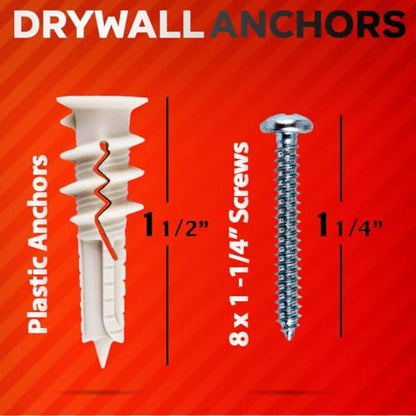 120PCS #8 Self Drilling Drywall Anchors and Screws Assortment Kit