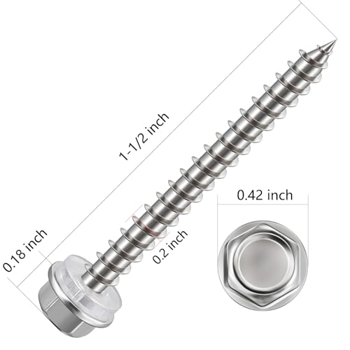 WenSilon (130Pcs)#10x1-1/2 Self-Tapping Screws for Wood 410 Stainless Steel Hexagon Head Quick Tapping - color: #10x1-1/2"