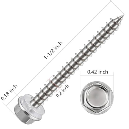 WenSilon (130Pcs)#10x1-1/2 Self-Tapping Screws for Wood 410 Stainless Steel Hexagon Head Quick Tapping - color: #10x1-1/2"