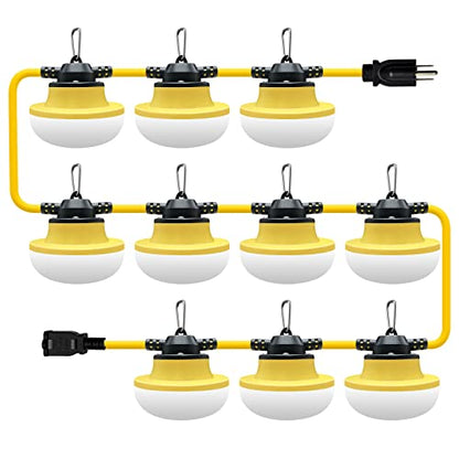 New 100FT Construction String Lights LED Industrial Grade 3Prong - size: New 100FT 3 Prong (Yellow)