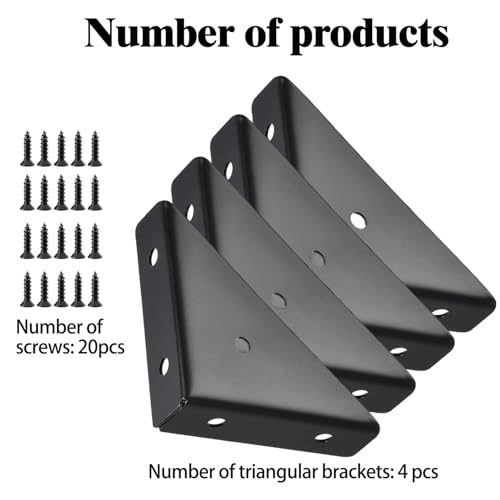 L&M Trapeziform Angle Brackets 4 PCS , Shelf Brackets Heavy Duty Triangular Bracket Fastener, Cold Rolled Steel Braces Joining Support for Desk Bed Edge，Furniture Fastening - size: General-Bracket