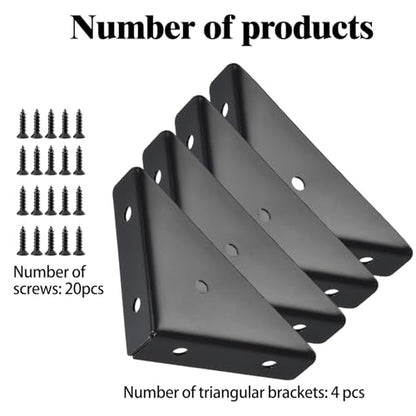 L&M Trapeziform Angle Brackets 4 PCS , Shelf Brackets Heavy Duty Triangular Bracket Fastener, Cold Rolled Steel Braces Joining Support for Desk Bed Edge，Furniture Fastening - size: General-Bracket