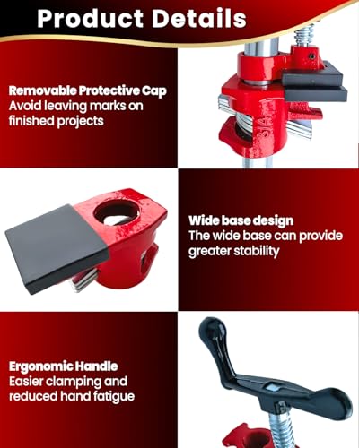 6 Pack 3/4" Pipe Clamps with Pads, Wood Gluing, Cast Iron